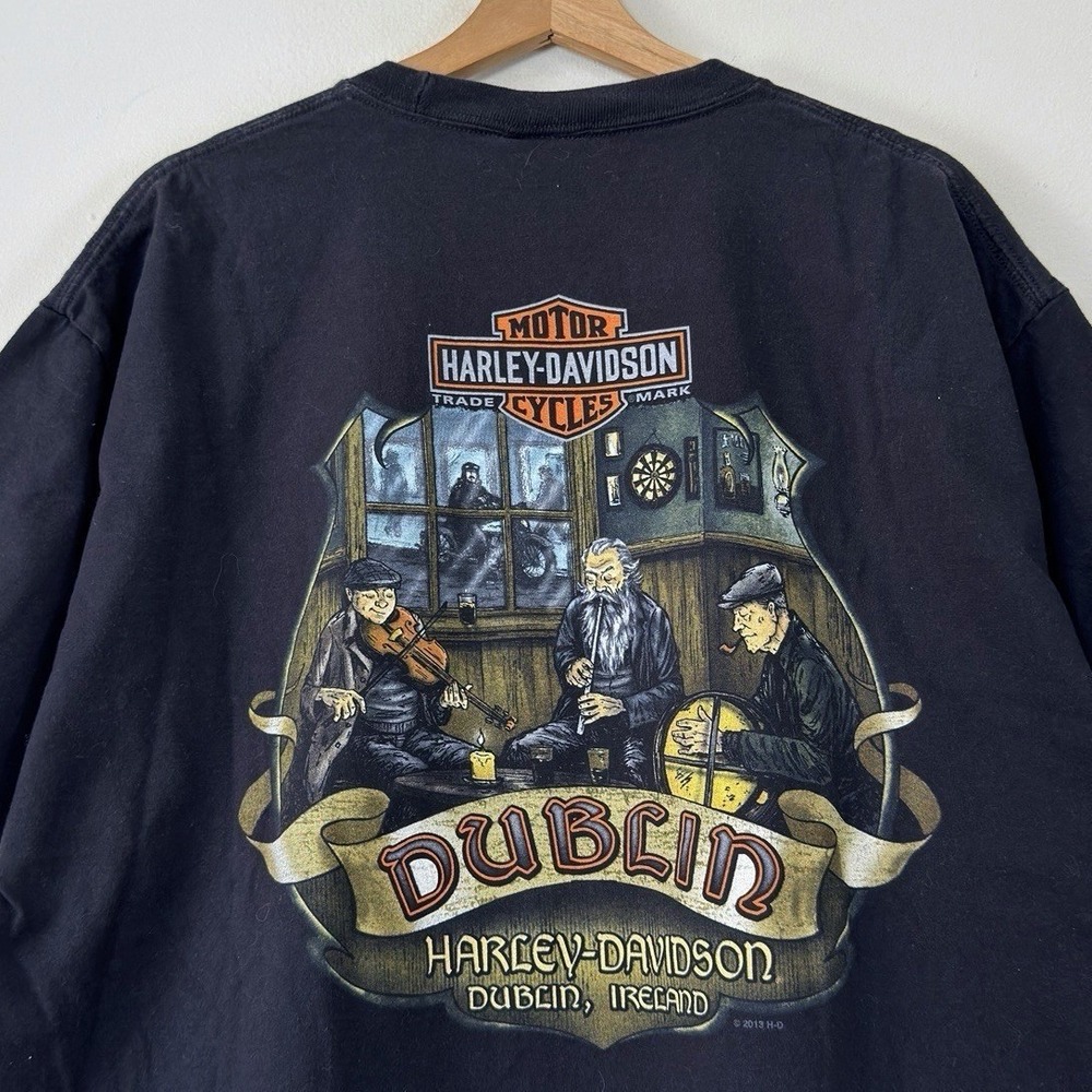Vintage 90's Harley Davidson Biker Dog Dublin Ireland Black Tee Shirt - XL - Picture 4 of 5